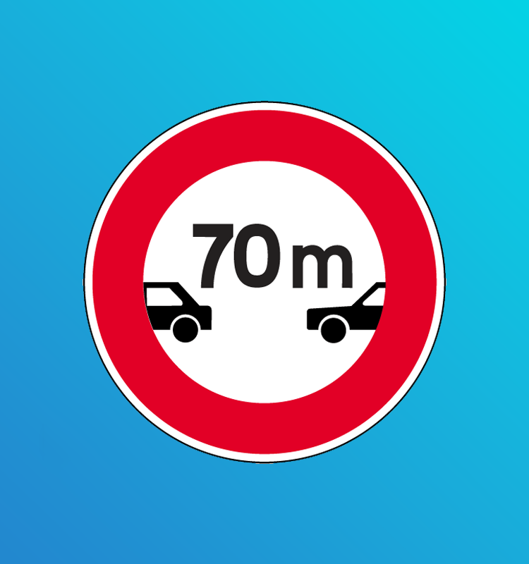 Interdiction aux véhicules de circuler sans maintenir entre eux un intervalle au moins égal au nombre indiqué - B17