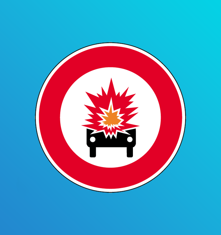 Accès interdit aux véhicules transportant des marchandises explosives ou facilement inflammables, de nature et en quantité définies par l'arrêté du 1er juin 2001 relatif au transport des marchandises dangereuses par route, et signalés comme tels - B18a
