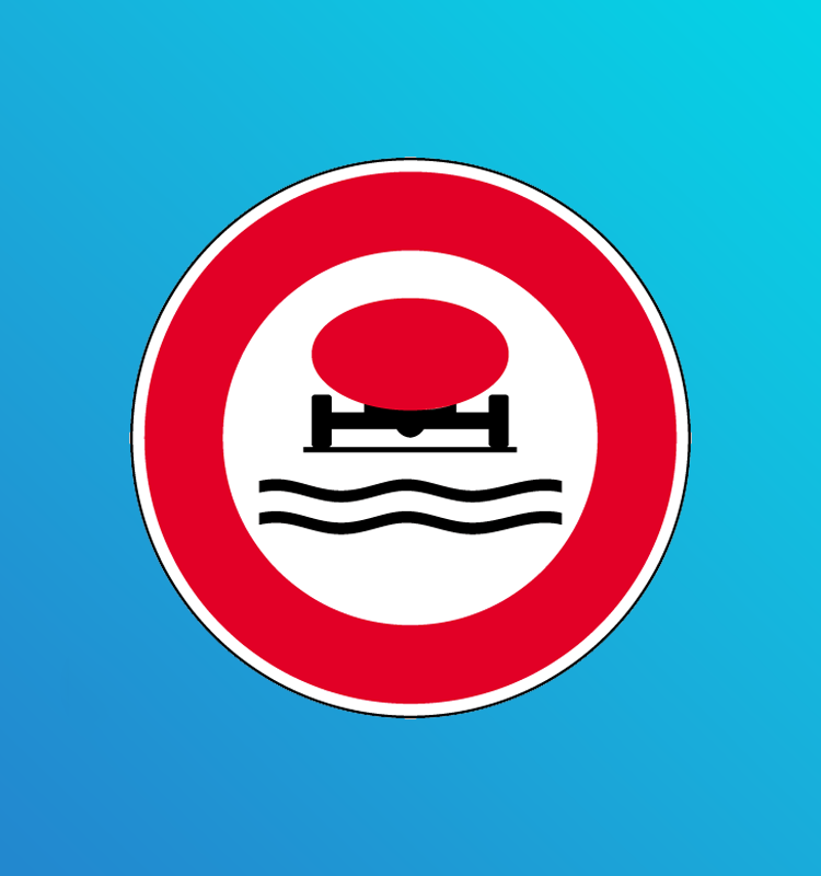 Accès interdit aux véhicules transportant des marchandises susceptibles de polluer les eaux, de nature et en quantité définies par l'arrêté du 1er juin 2001 relatif au transport des marchandises dangereuses par route, et signalés comme tels - B18b