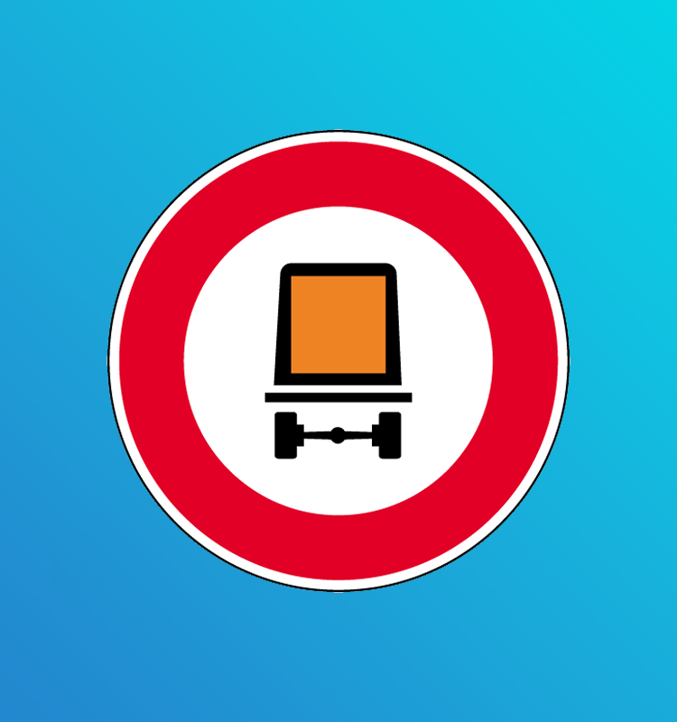 Accès interdit aux véhicules transportant des marchandises dangereuses définies par l'arrêté du 1er juin 2001 relatif au transport des marchandises dangereuses par route, et signalés comme tels - B18c