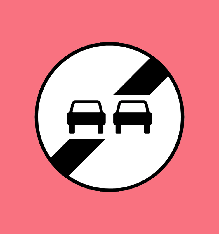 Fin d'interdiction de dépasser notifiée par le panneau B3 - B34