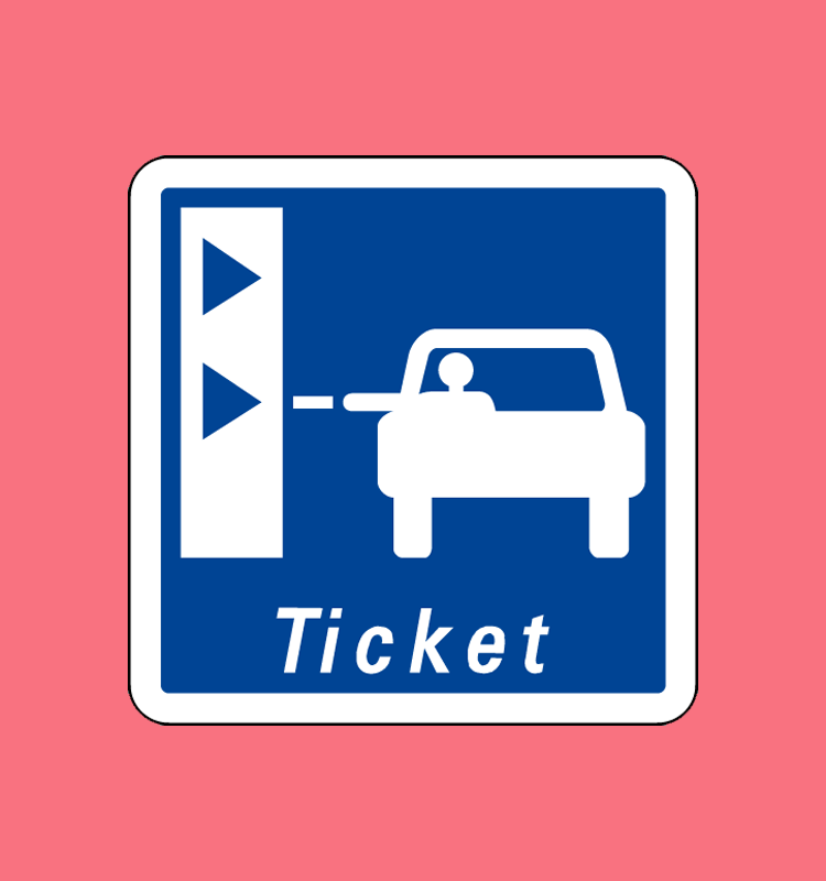 Présignalisation d'une borne de retrait de ticket de péage - C62